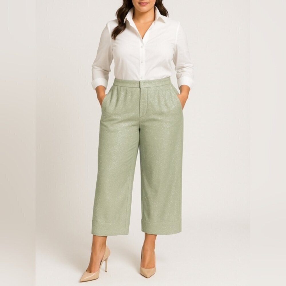 Choosy Wide-Leg Lined Full Sequins Mint Sparkled Culottes Size 2